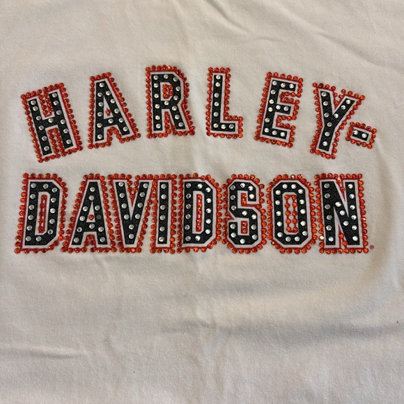 Women’s Harley-Davidson white Studded T-Shirt Graphic Logo size Large - Picture 2 of 8